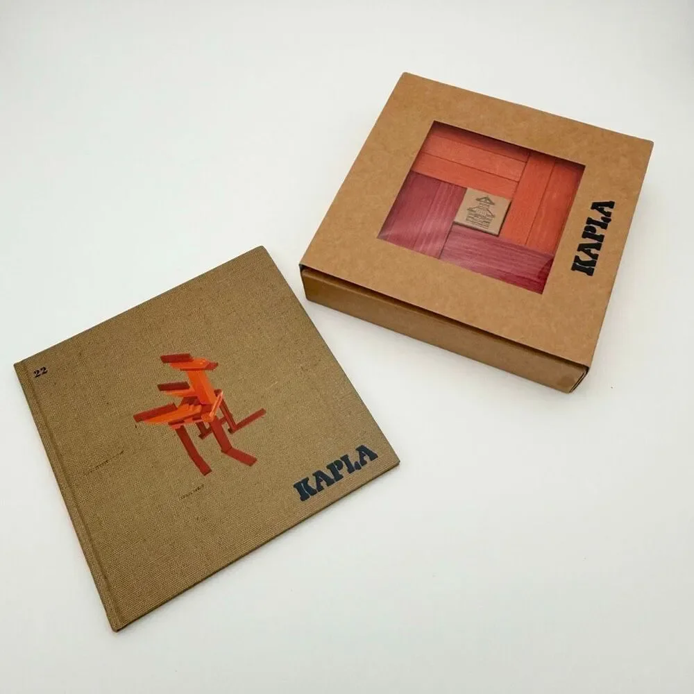 KAPLA Blocks Building Planks & Art Book - 40 Red & Orange Set New